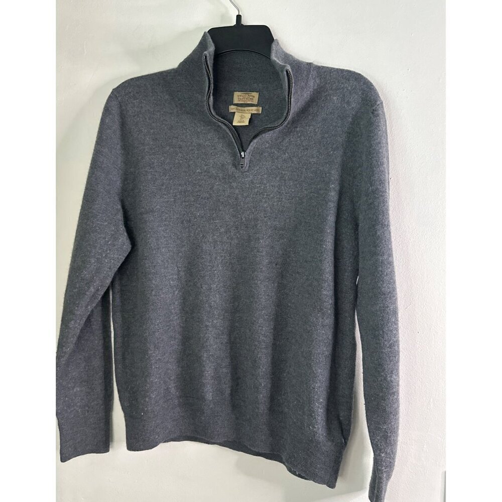 Telluride Clothing Sweater Women's L Gray Merino Wool Quarter Zip Pullover